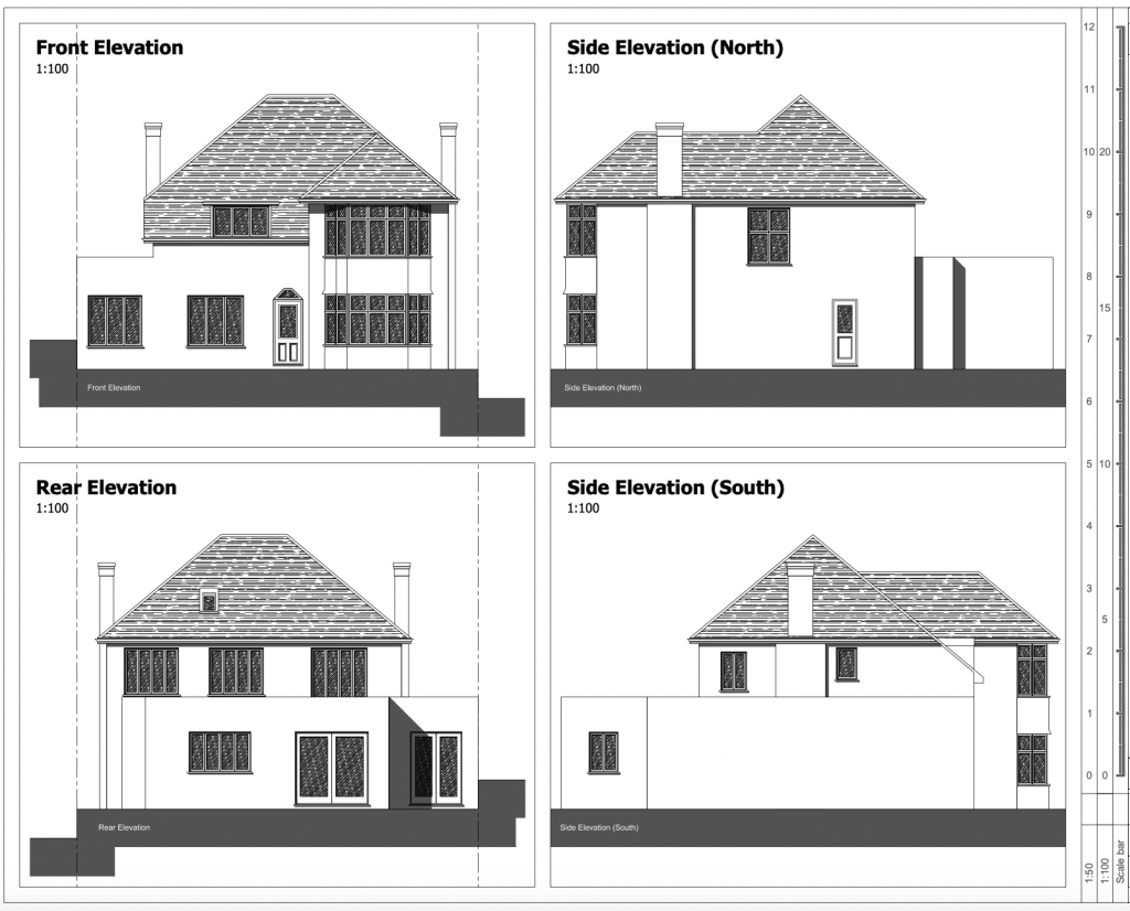 Existing elevations of the East Finchley property prior to the loft conversion and refurbishment