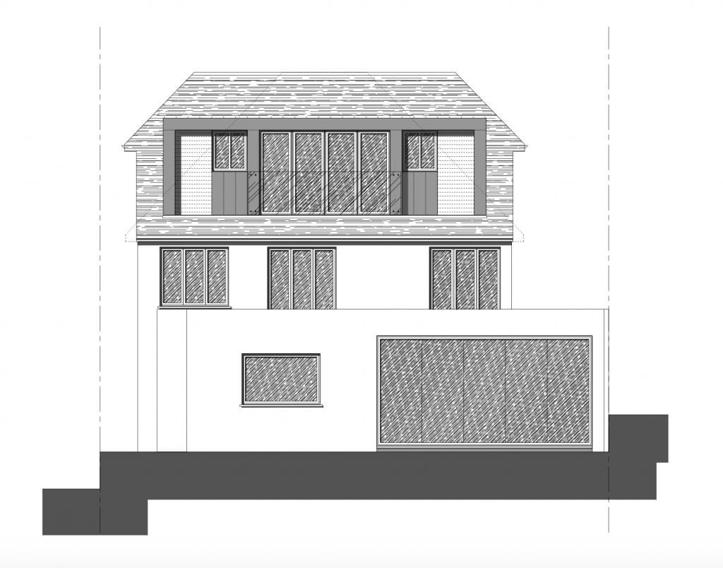 Proposed rear roof elevation drawing for the East Finchley loft conversion